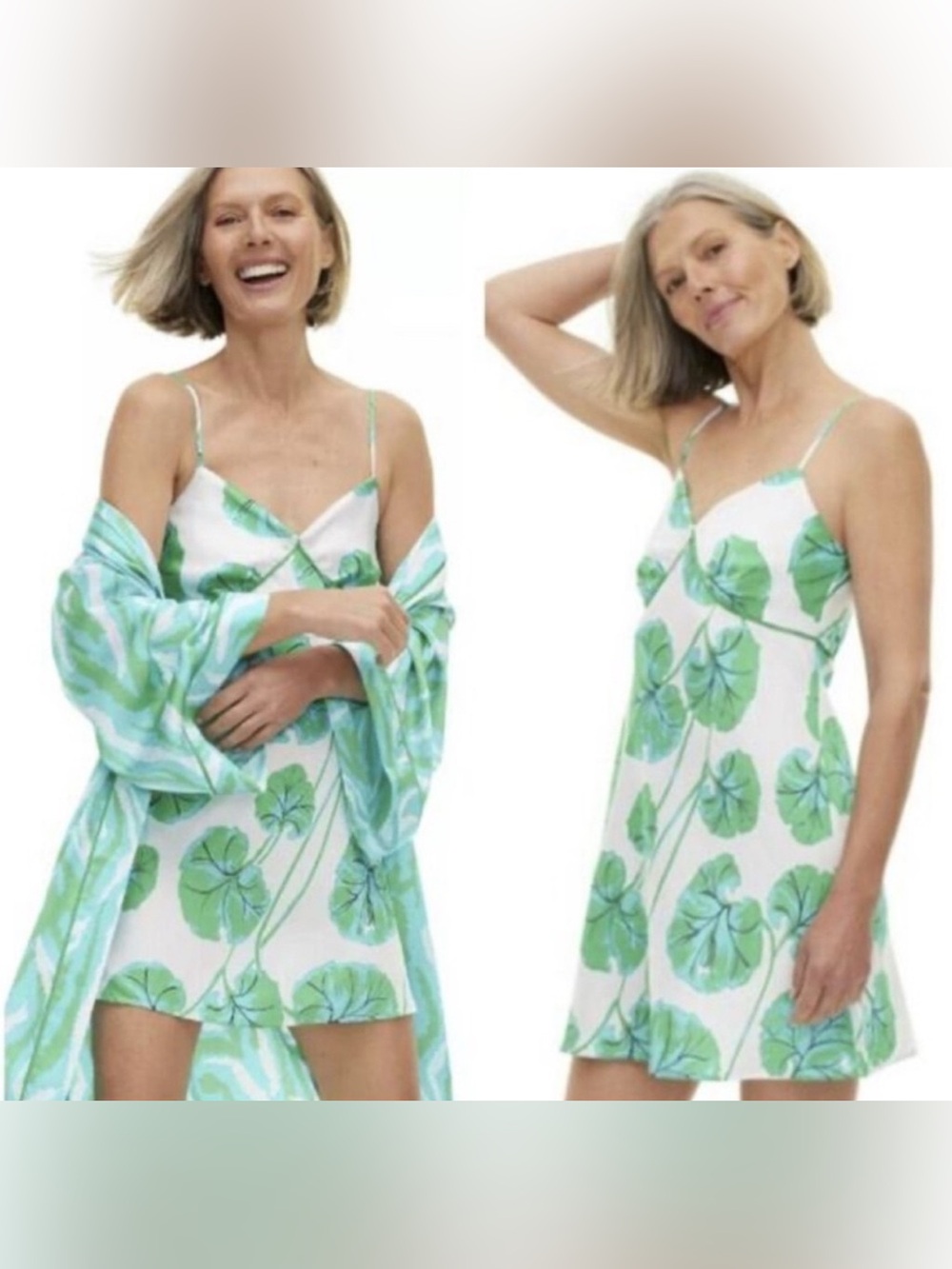 DVF Diane Von Furstenberg Geranium Leaf
Print Chemise Slip Dress XL NWT